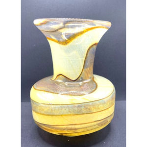 Mdina Sea and Sand Art Glass Vase Earthtones Signed
